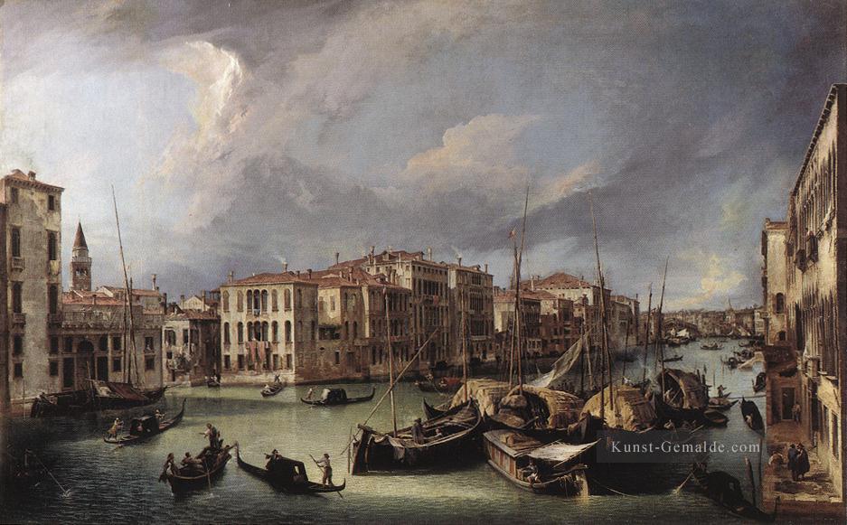 Der Canal Grande mit der Rialto Brücke im Hintergrund Canaletto Ölgemälde